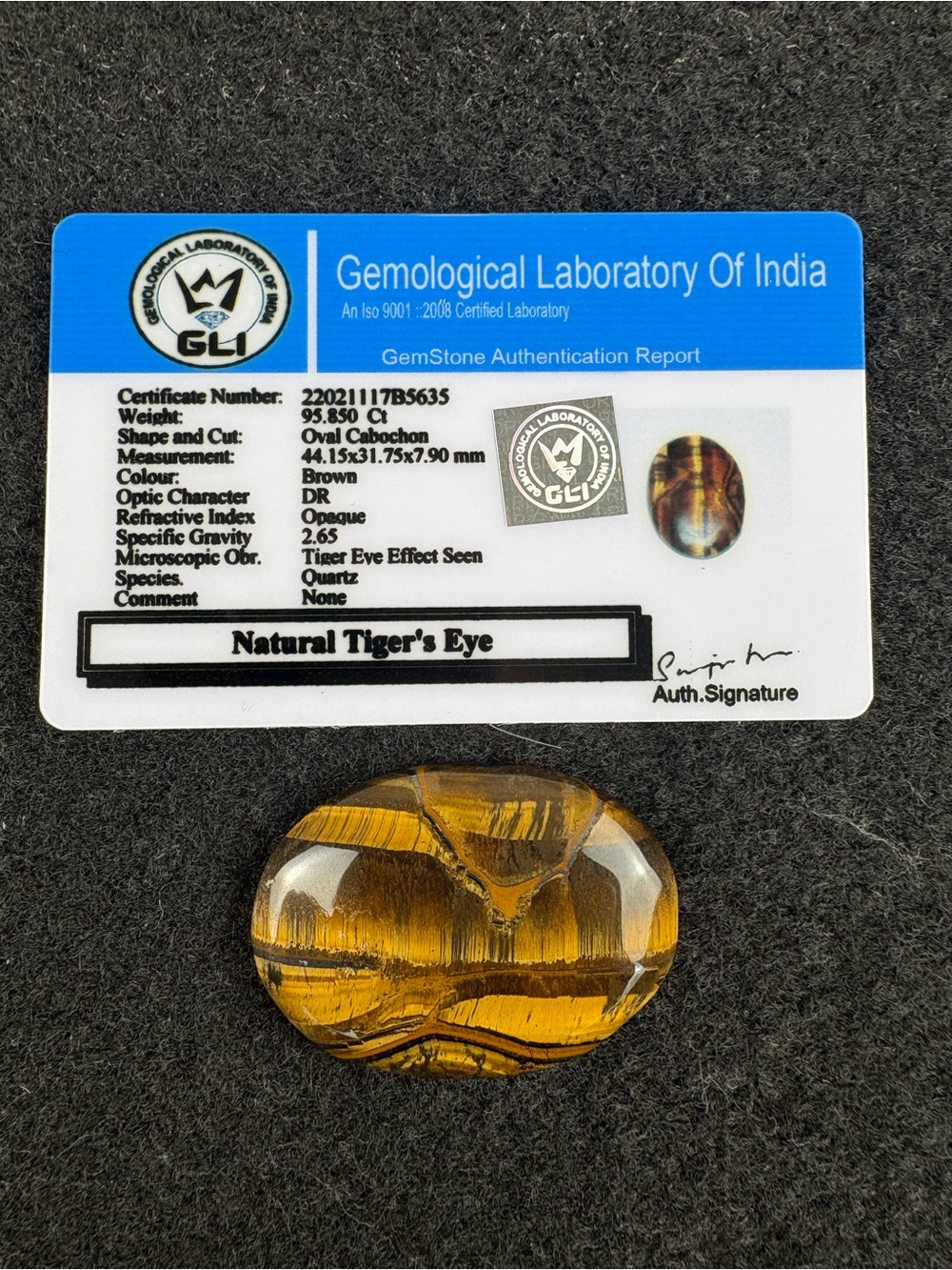 Natural Tiger's Eye Gemstone 95.85 Ct - Brown/Golden Oval Cabochon Cut